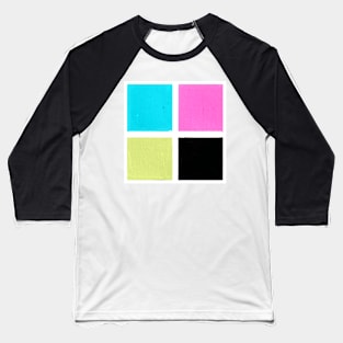 Inverted Blue Pink Green Geometric Abstract Acrylic Painting Baseball T-Shirt